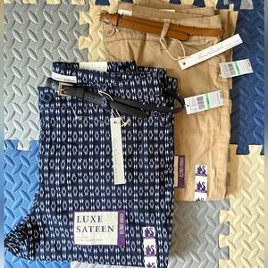 Gloria Vanderbilt Unltd Lux Sateen Slim W/ Belt Navy Pattern